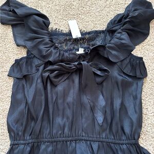 Anthropologie Black Ruffled Blouse